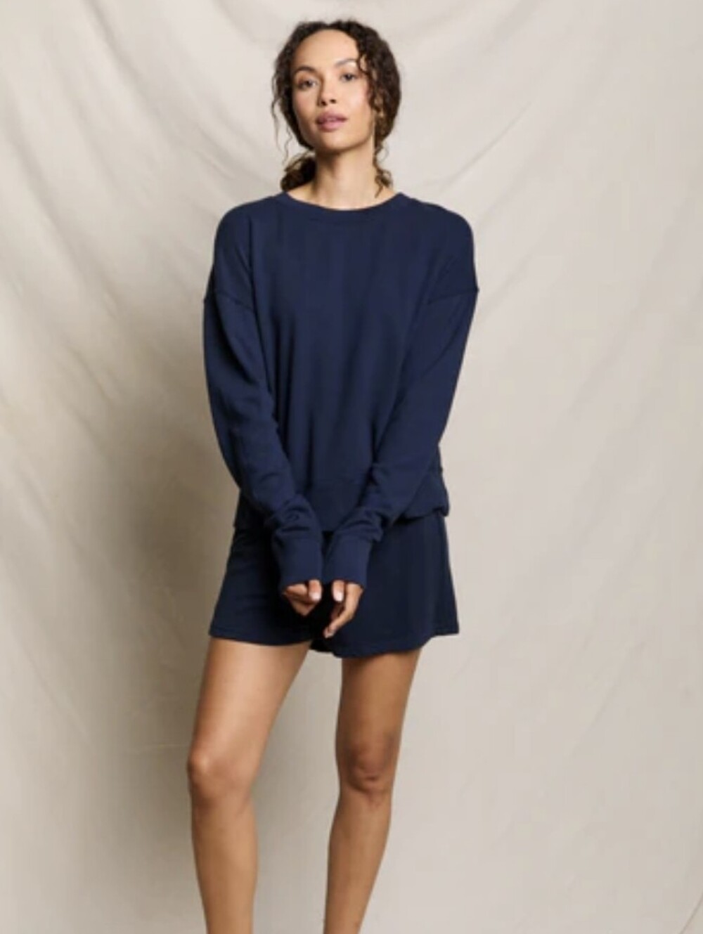 Perfect White Tee Tyler French Terry Sweatshirt Navy Medium NWT